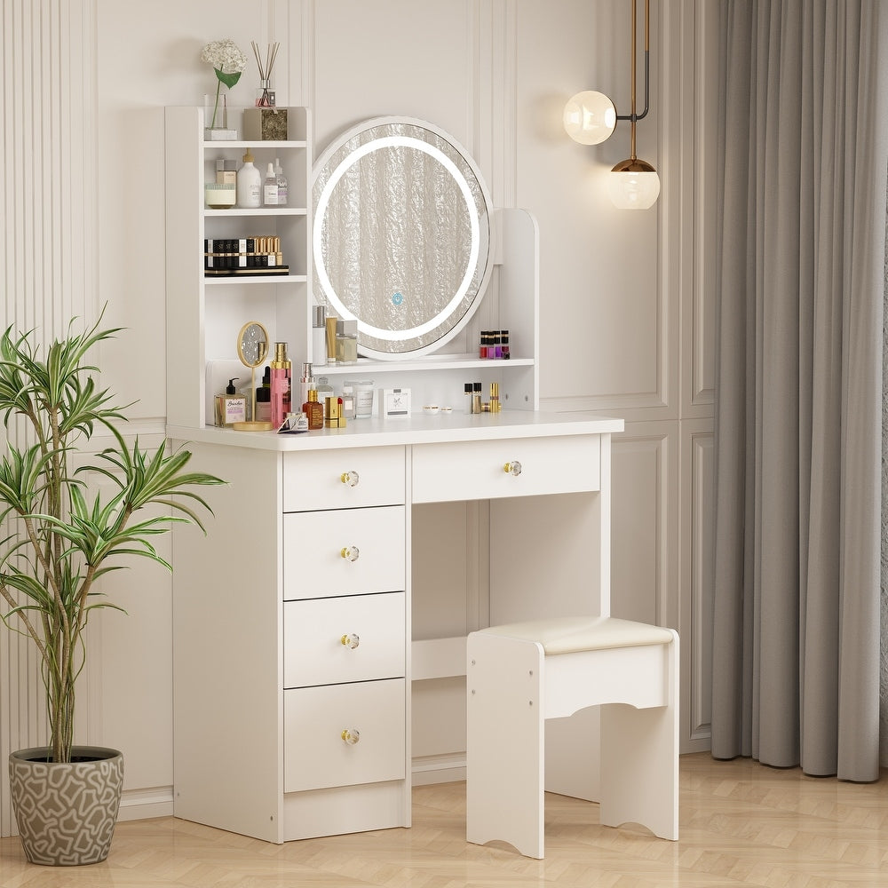 Bekijk Vintage Messing Gouden Kaptafel - Vanity Met Krukje op Bekijk Vintage Messing Gouden Kaptafel - Vanity Met Krukje op